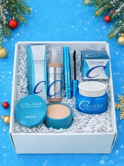 Набор косметика Collagen 4 в 1 для ухода за лицом подарочный бьюти бокс