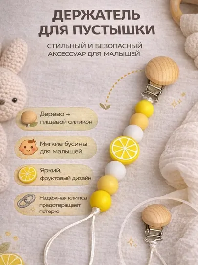 Клипса для пустышки детская, держатель для соски