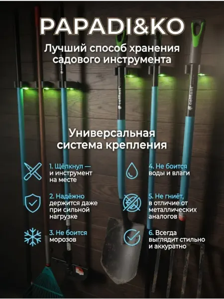 XL Серый Держатель лопат и черенков универсальный 1 шт