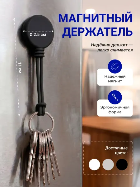 Магнит держатель черный на холодильник для мелочей