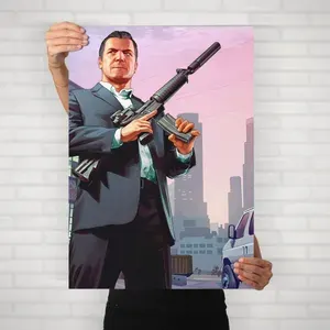 Плакат на стену для интерьера ГТА (V - Майкл 1) - Постер по игре GTA Grand Theft Auto формата А2 (42x60 см)