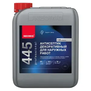 Антисептик декоративный для наружных работ NEOMID 445 для наружных работ (Таежная брусника) 5 кг, концентрат несмываемый 1:9/Защитная пропитка для дерева
