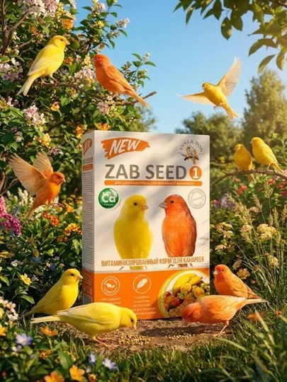 Витаминизированный корм для канареек ZAB SEED 1 с фруктами и кальцием, 450 г