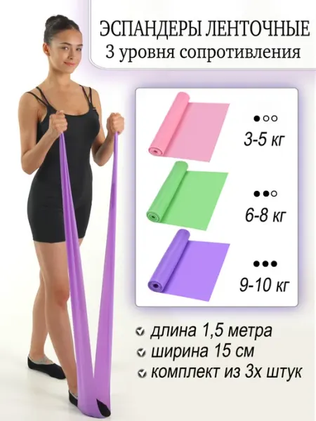 RegiFIT Резинки для фитнеса эластичные ленты набор 1,5м