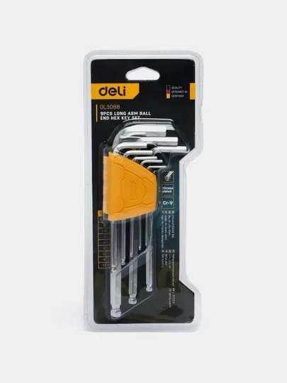 Шестигранник скругленный в набор Deli EDL3088, 9 шт, 1.5-10mm
