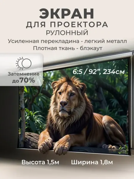 Gozhy Экран для проектора рулонный блэкаут 1,5х1,8м