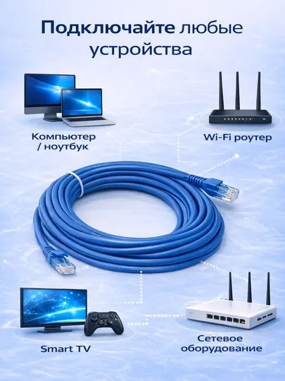 Сетевой интернет-кабель CAT5e RJ45, Ethernet LAN патч-корд для роутера, ПК, ТВ, 1.5–50 м