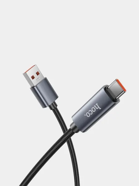Кабель Hoco X112, USB на Type-C, 1 м, 5A, дисплей, оплётка, QC, UFCS, серия Favor