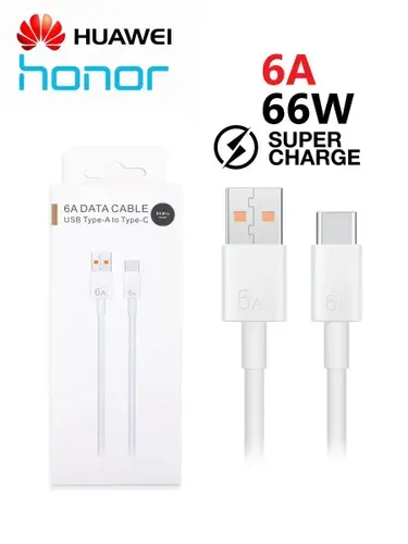 Кабель USB - Type-C Huawei/Honor (6A, 66W, чип SuperCharger), 1м, белый