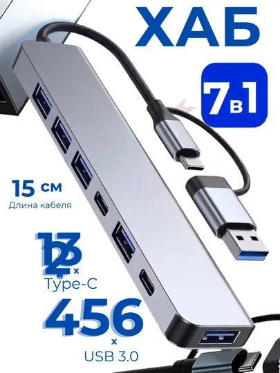 Слот для адаптера 8 в 1,Type C,USB-концентратор, SD\TF для MacBook, iPad Pro и смартфонов