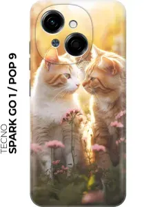 Силиконовый чехол на Tecno Spark Go 1 / Pop 9 с принтом "Влюбленные котики"