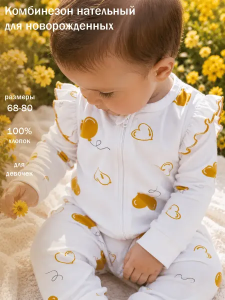 Ovi Kids Слип для новорожденных на молнии на лето нарядный