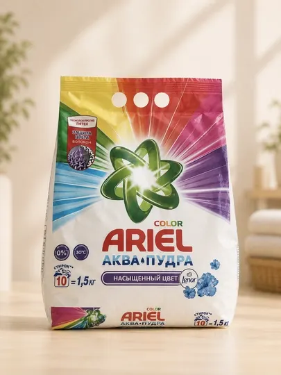 Ariel Аква Пудра Color с ароматом Lenor — стиральный порошок автомат, 1,5 кг