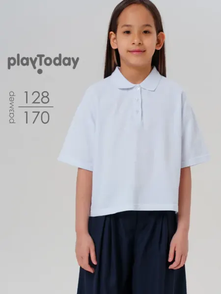 PlayToday Футболка поло хлопковая оверсайз для подростка в школу