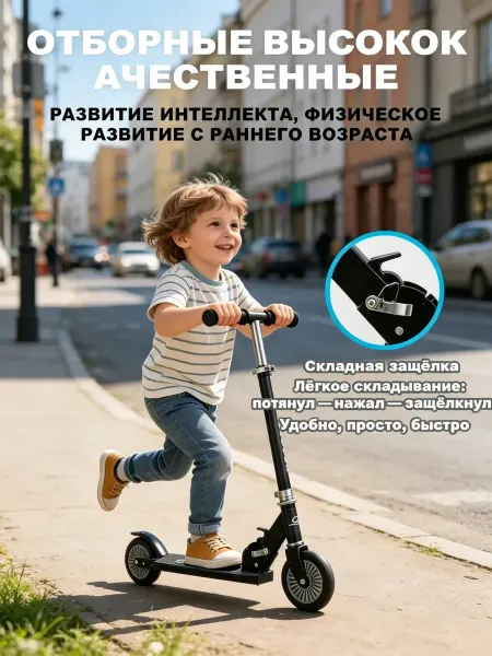 Самокат снегокат зимний детский на лыжах