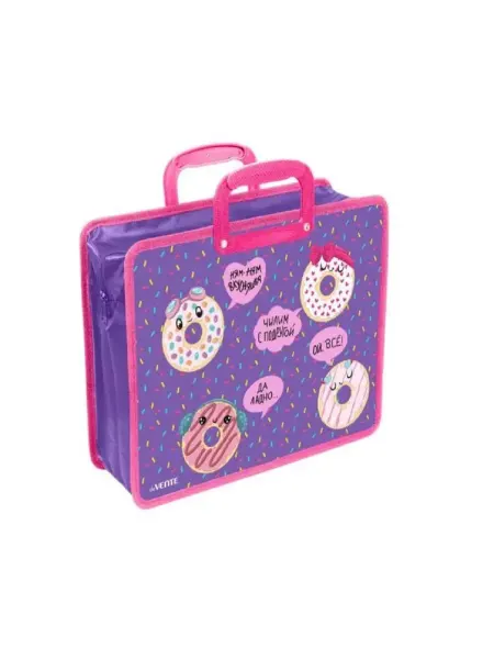 Папка на молнии сверху для тетрадей А4 1отд Donuts