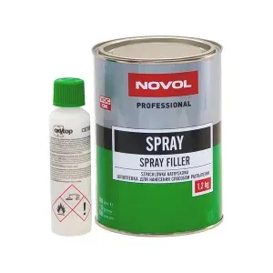NOVOL Spray Filler Автомобильная распыляемая жидкая отделочная финишная шпатлевка (автошпатлевка новол под краскопульт) 1,2 кг. с отвердителем