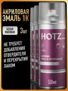 HOTZ Акриловая краска автомобильная 1К Черная матовая