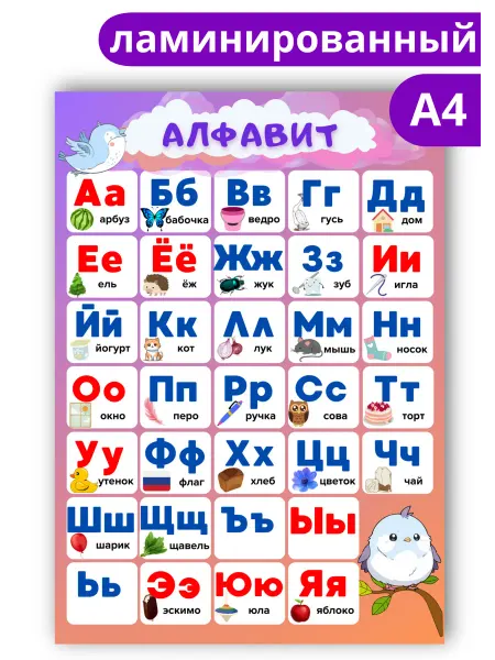 MIDOV Плакат русский алфавит для 1 класса А4