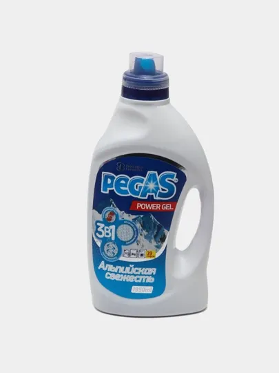 Гель для стирки Pegas, автомат, с ароматом Альпийская свежесть, 1.95 л