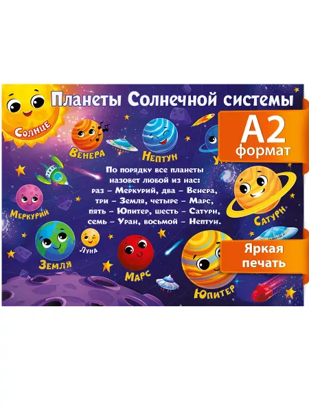 ТМ Мир поздравлений Плакат Планеты солнечной системы большой на стену а2