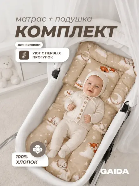 Gaida Комплект в коляску для новорожденных. Набор в коляску
