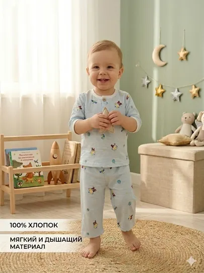 Детская пижама, для мальчиков и девочек 1-4 лет, летний домашний комплект 100% хлопок