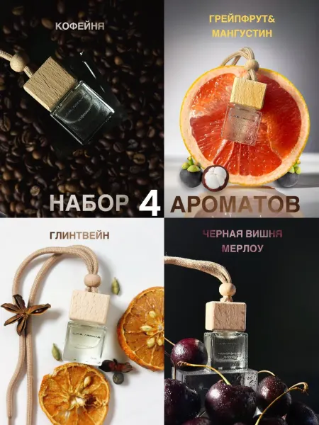 L.O.S.aromas Ароматизаторы в машину подвесные набор 4 штуки Автопарфюм