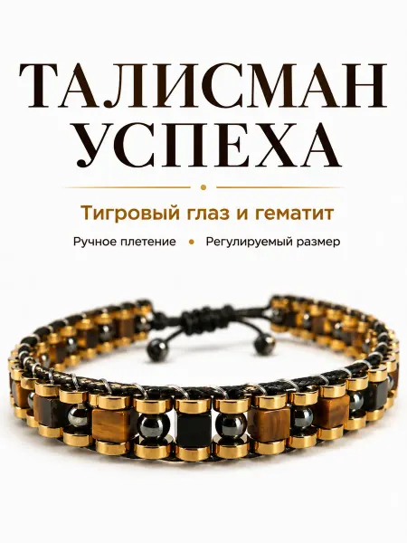AURA VITA Мужской браслет из тигрового глаза и гематита