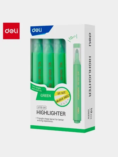 Маркер текстовый Green 1-4mm, Deli EU12S-GN