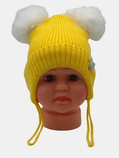 Детская вязаная шапка с ушками (1-5 лет)
