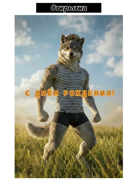 Postcards Открытка с Днём Рождения, с волком
