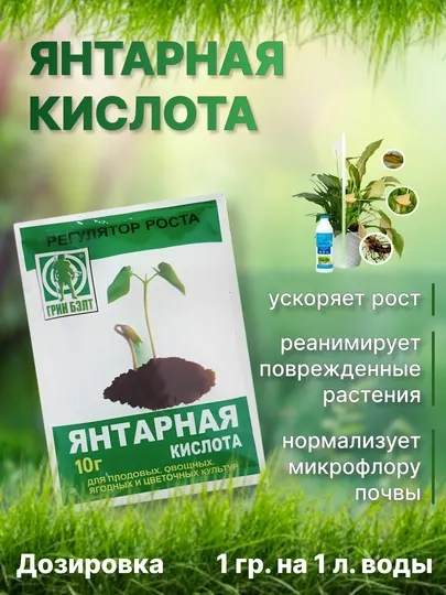 Янтарная кислота, 10 г, энергия солнца для ваших растений
