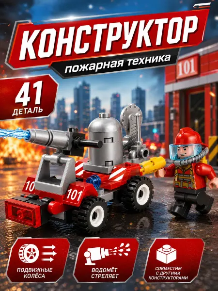 Город мастеров Пожарная машина маленькая конструктор с фигурками мини