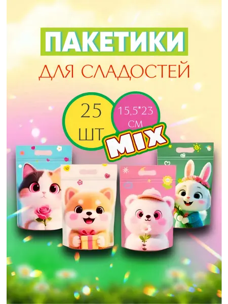 Пакетики для сладостей в детский сад 25 штук