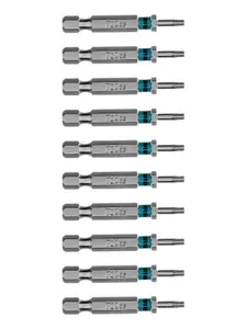 Биты для шуруповерта магнитные GROSS, Torx 10 х 50 мм, сталь S2, шестигранный хвостовик, 10 штук, 114068