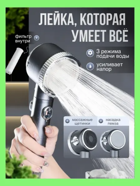 RefreshRain Лейка для душа без шланга с фильтром 3 режима