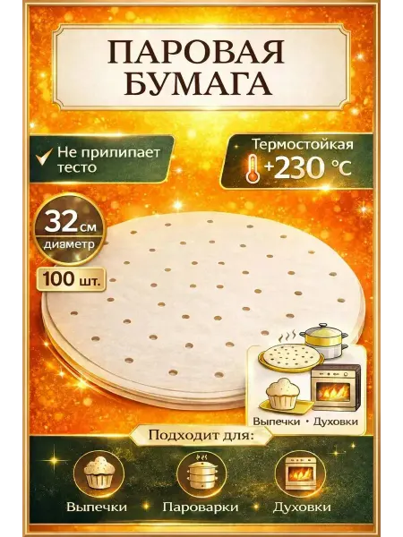Da&So Бумага круглая для пароварки на листах 100 шт, унив
