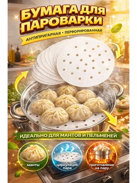 Whoni Бумага для пароварки перфорированная антипригарная круглая…