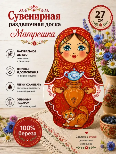 Ажна Доска сувенирная разделочная Матрёшка