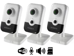 WIFI IP-видеокамера HiWatch DS-I214W(C) (2.8mm) 2МП с EXIR-подсветкой до 10м, со встроенным микрофоном и динамиком, слот под microsd карту Комплект 3 штуки