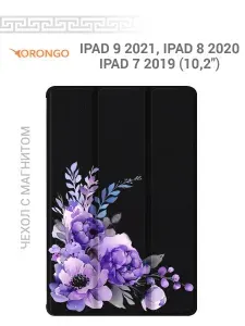 Чехол на Apple iPad 8 2020 (10.2") с рисунком, с магнитом, черный с принтом ТАНЕЦ РОМАШЕК / Айпад 8 поколения 10.2