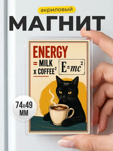 Акриловый магнит с котом на холодильник - на новоселье