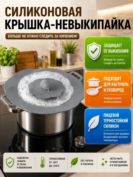 ХобаМаркет Крышка невыкипайка силиконовая на кастрюлю