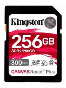 Kingston 256 ГБ Карта памяти SDXC (SDR2/256GB), Class 10, запись - 260 Мбайт/сек, чтение - 300 Мбайт/сек, Карта памяти - 1 шт