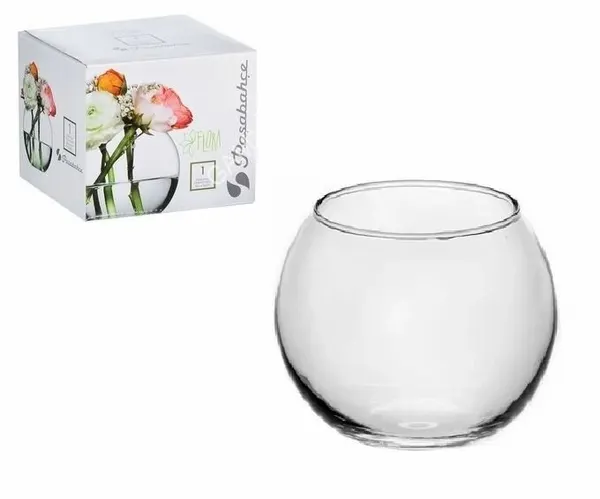 Ваза Pasabahce "Flora", настольная, круглая, прозрачная, 10,3 см