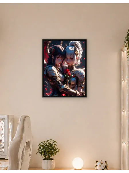 Postersbase Постер Две анимэ-женщины с розами 50x70