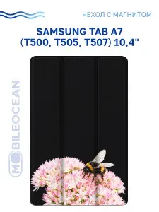 Чехол для Samsung Tab A7 10.4" (T500 T505 T507) с рисунком, с магнитом, черный с принтом ШМЕЛЬ / Самсунг Таб А7 10.4