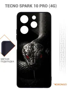 Чехол для Tecno Spark 10 Pro 4G с рисунком, с защитой камеры, с подкладкой из микрофибры, противоударный, черный с принтом ЧЕРНАЯ МАМБА / Текно Спарк 10 Про