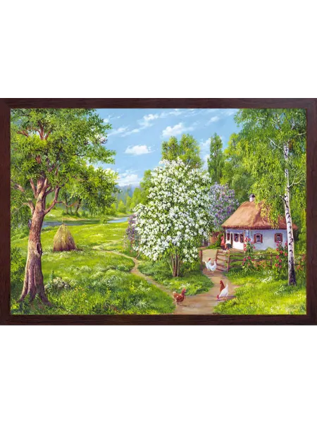 Decorshop Картина в раме на стену "Деревенский пейзаж"